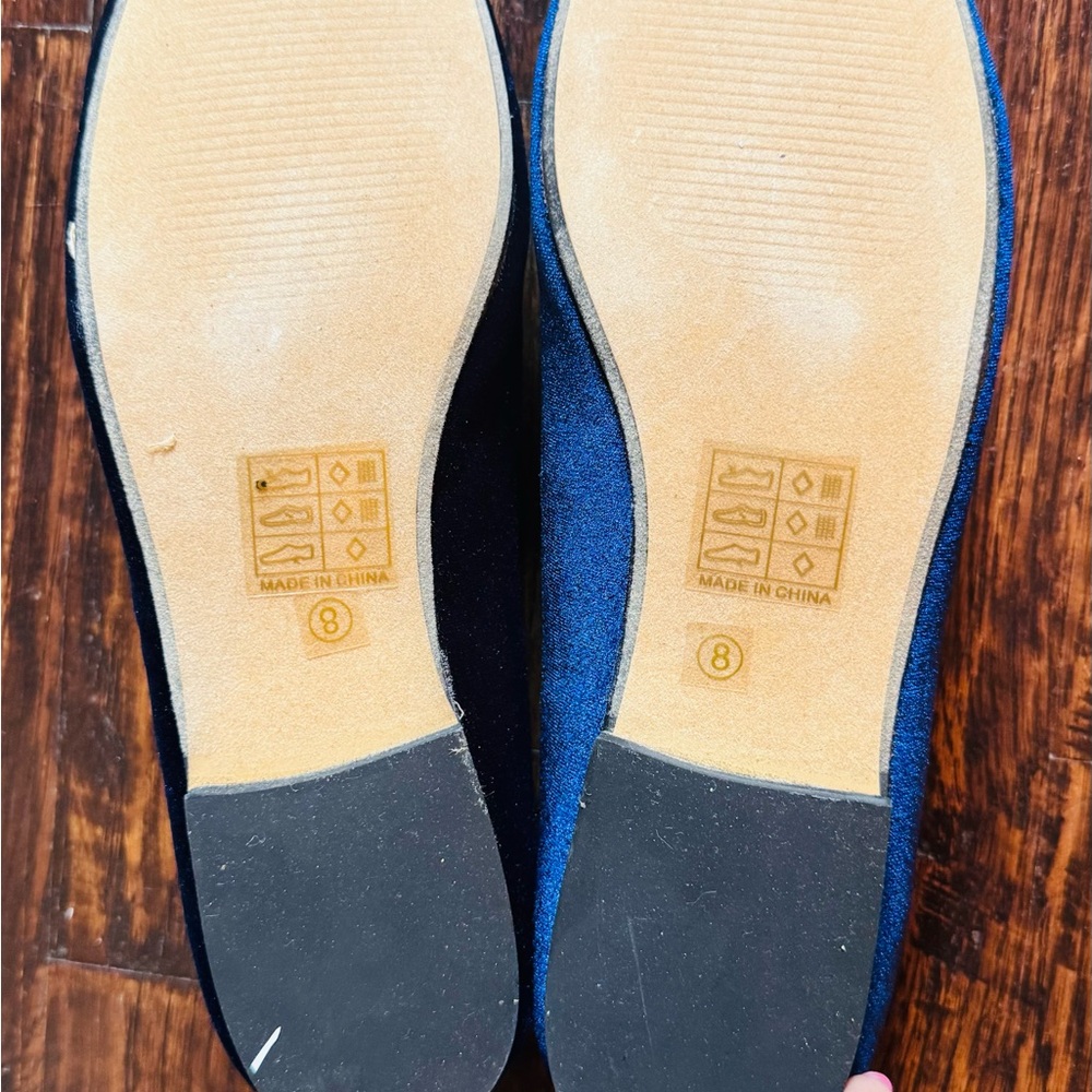 Vintage Havana Blue Velvet Loafers with Embellishments - Picture 3 of 3